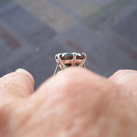 5.0ct 100% Natural Black Diamond Ring, All Sizes Free Diamond Tester,Certificate - Picture 5 of 15